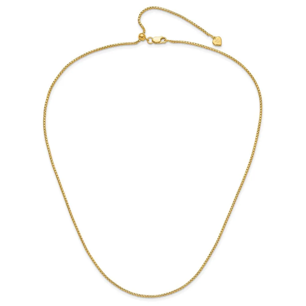 Sterling Silver Gold-plated Adjustable 1.5mm Round Box Chain
