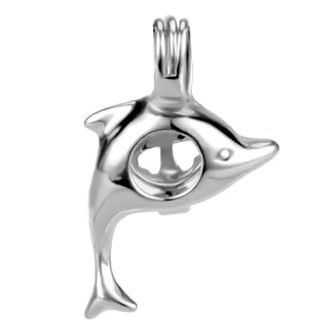 Sterling silver oyster pearl/bead Cage Starfish Butterfly Dolphin Paw pendant - U PICK