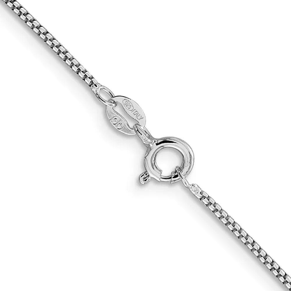 Sterling Silver Rhodium-plated 1.25mm Round Box Chain