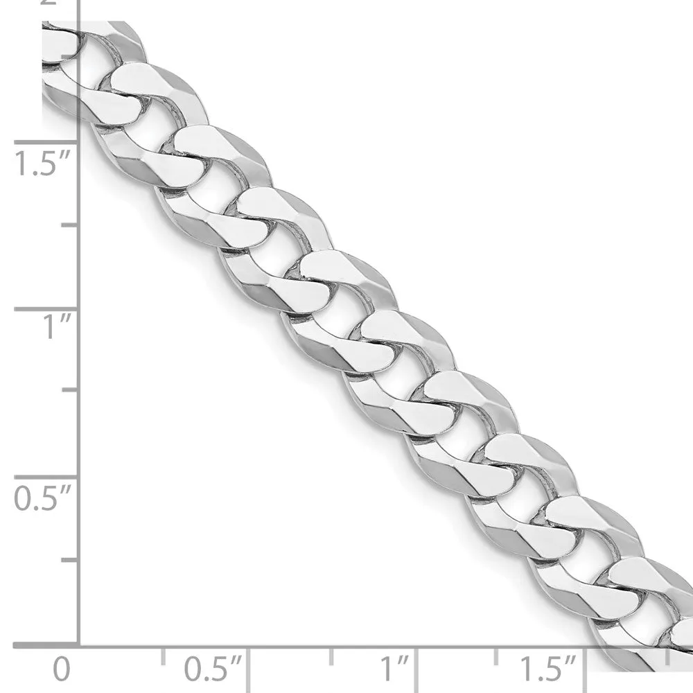 Sterling Silver Rhodium-plated 8.5mm Flat Curb Chain