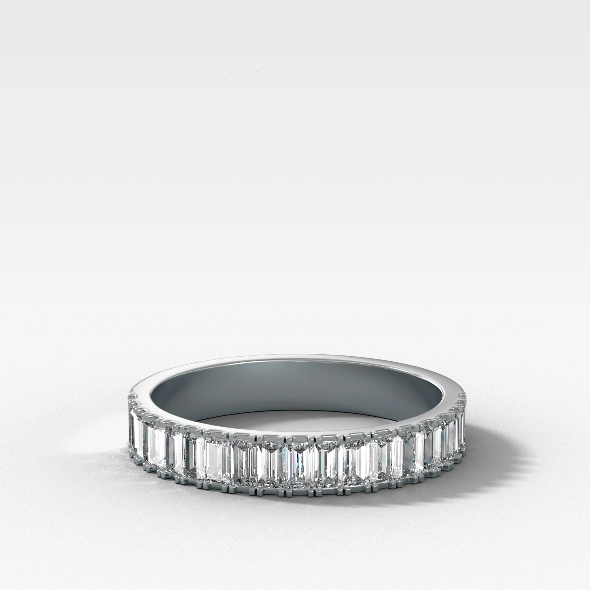 Straight Edge Baguette Diamond Wedding Band