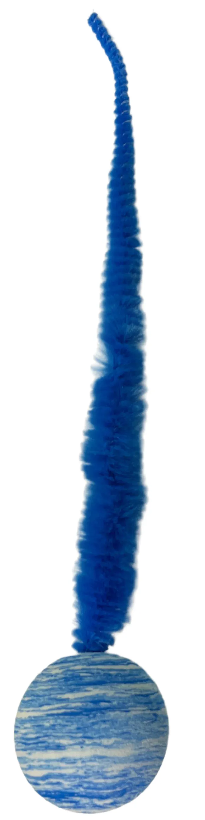 Striped Two Tone Rubber Ball with Caterpillar Style Tail attached - Black, Pink, or Blue