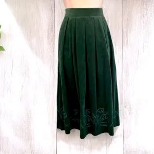 Susan Bristol Vintage Hunter Green Corduroy Midi Skirt Size 8 Petite