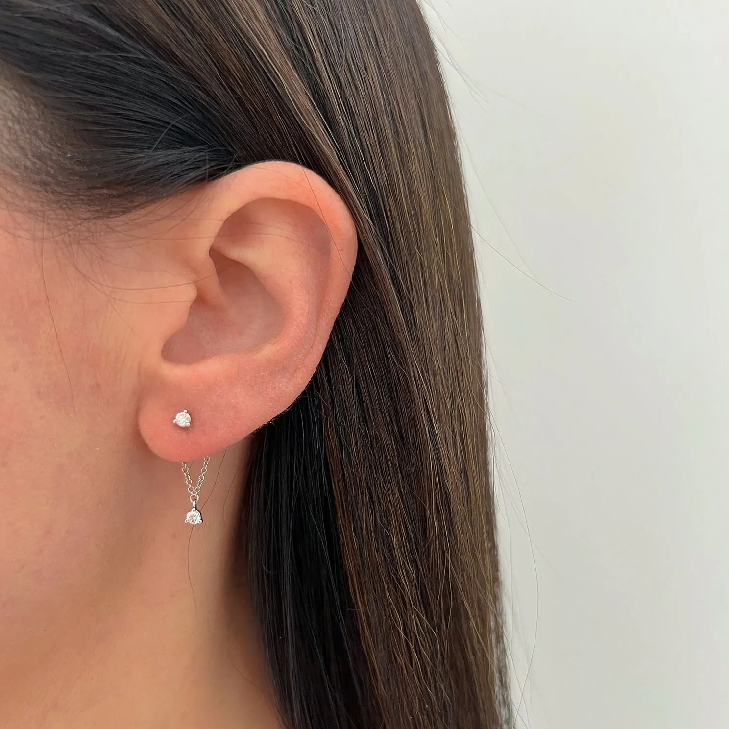 Suspended Diamond Stud Earring