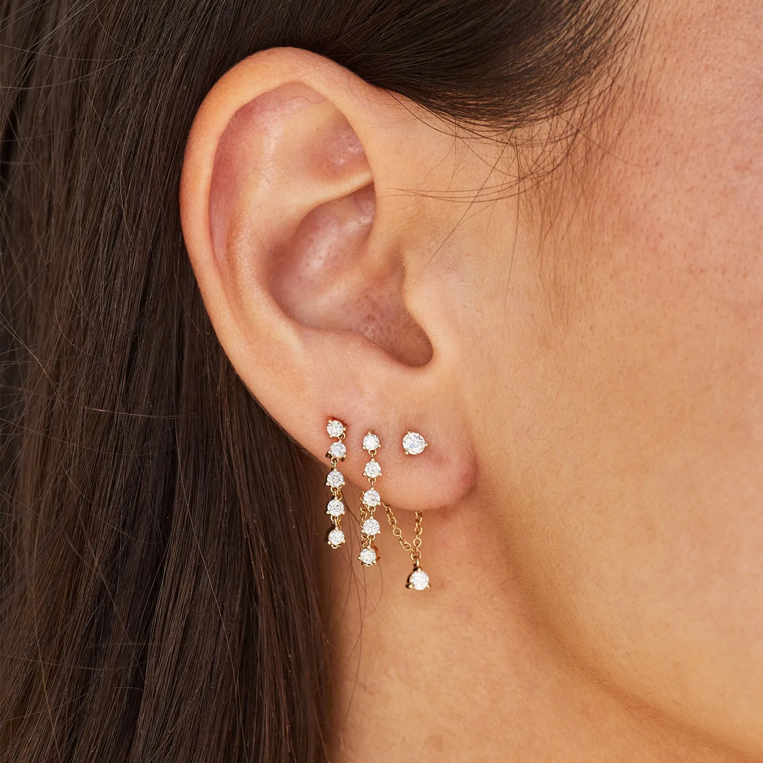 Suspended Diamond Stud Earring