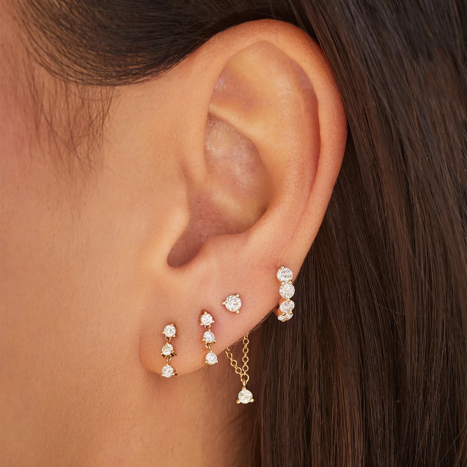 Suspended Diamond Stud Earring