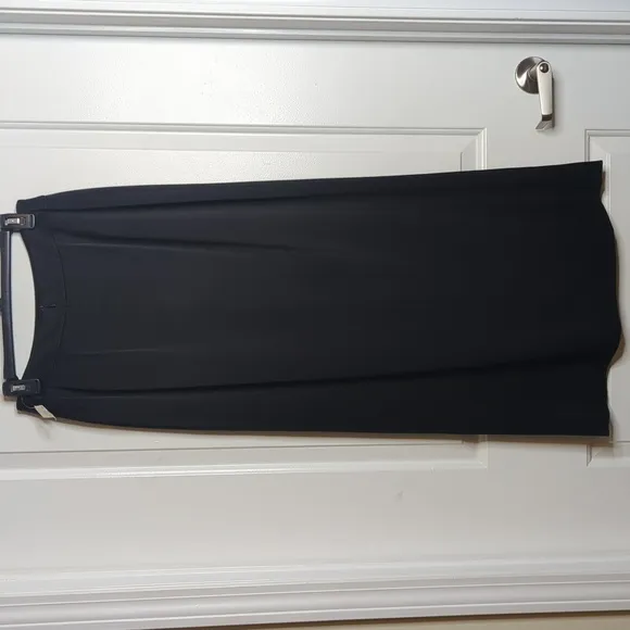 Talbots Petites Vintage Black Fully Lined Maxi Skirt Front Slit M