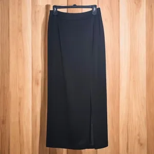 Talbots Petites Vintage Black Fully Lined Maxi Skirt Front Slit M