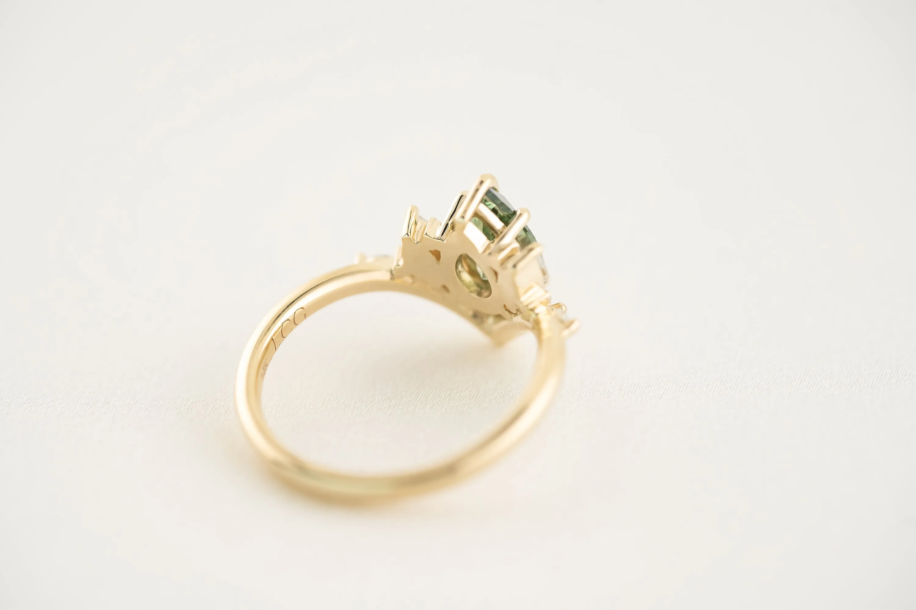 The Aurora 1.1 CT Pear Green Diamond Ring