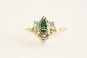 The Aurora 1.1 CT Pear Green Diamond Ring
