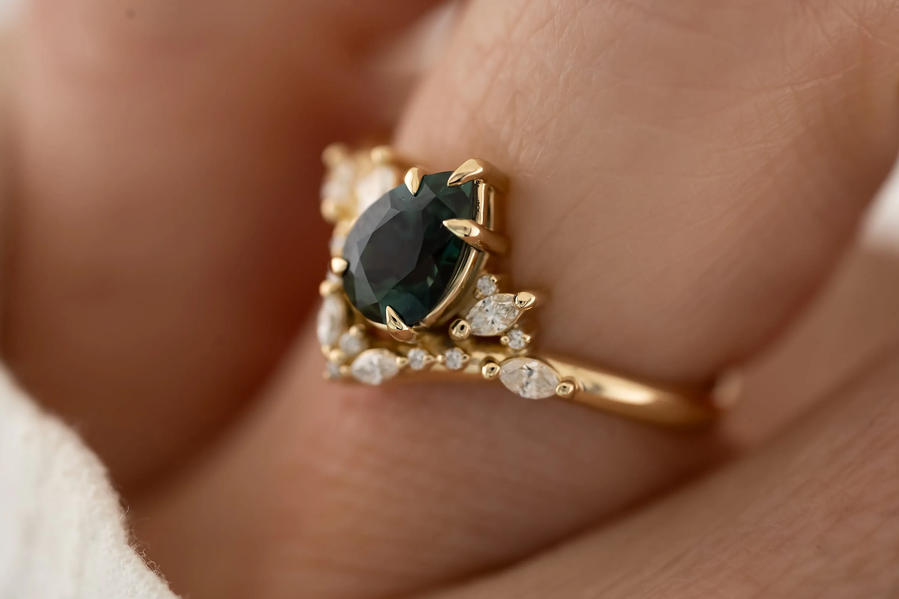 The Aurora - 1.33 CT Pear Teal Sapphire Ring