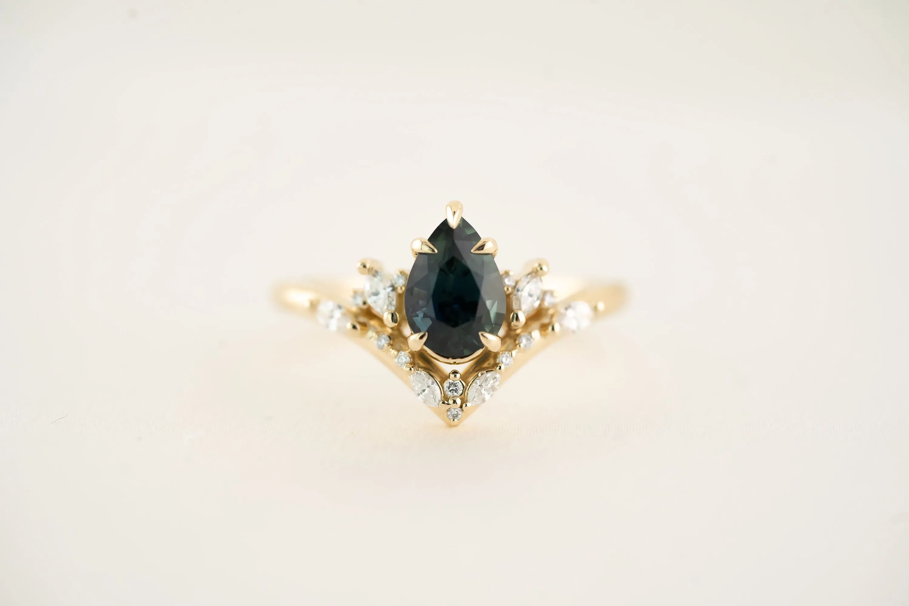 The Aurora - 1.33 CT Pear Teal Sapphire Ring