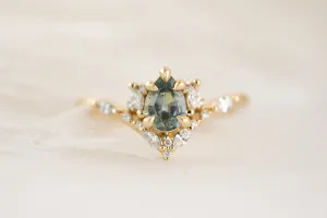 The Aurora Ring - 0.68 CT Pear Blue Montana Sapphire