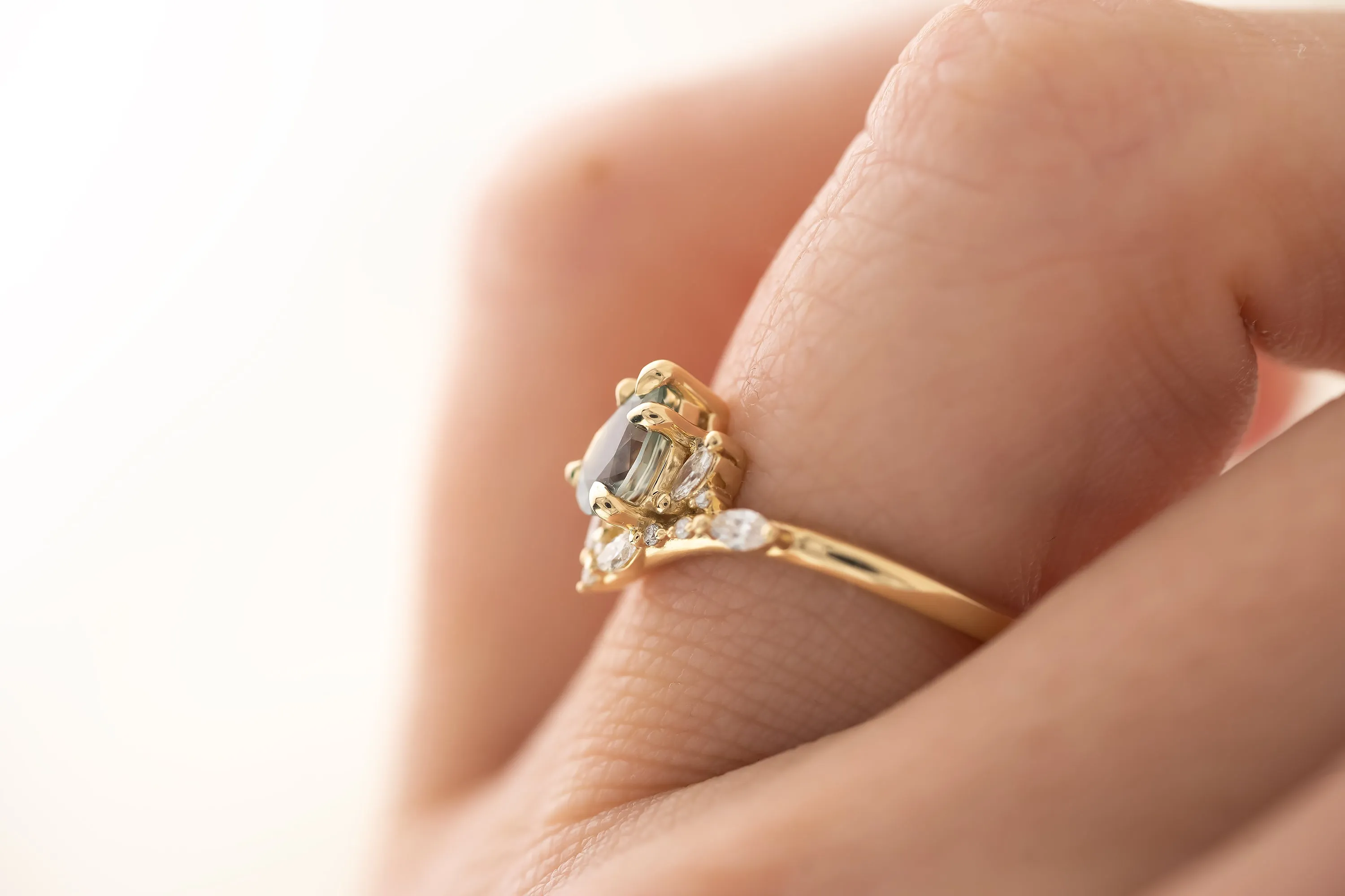 The Aurora Ring - 0.68 CT Pear Blue Montana Sapphire