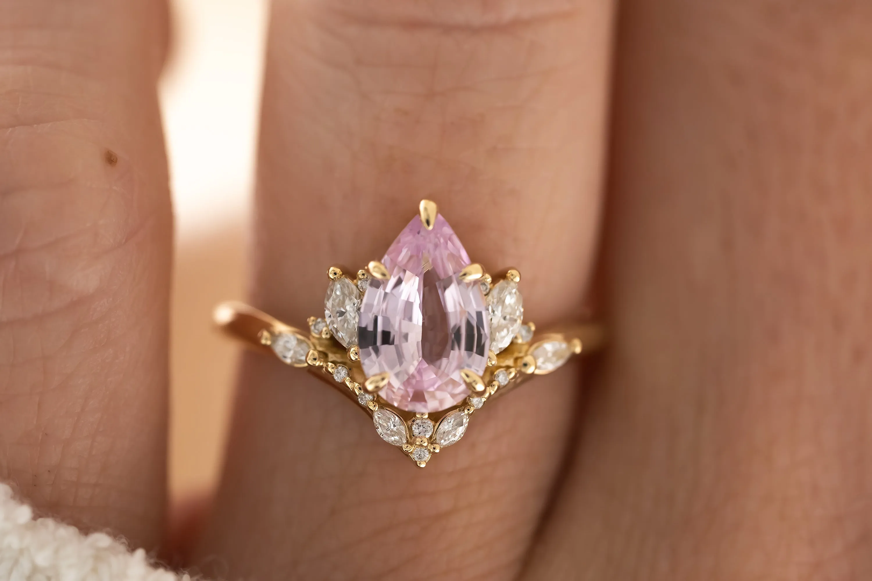 The Aurora Ring - 1.85 Pear Pastel Pink Sapphire