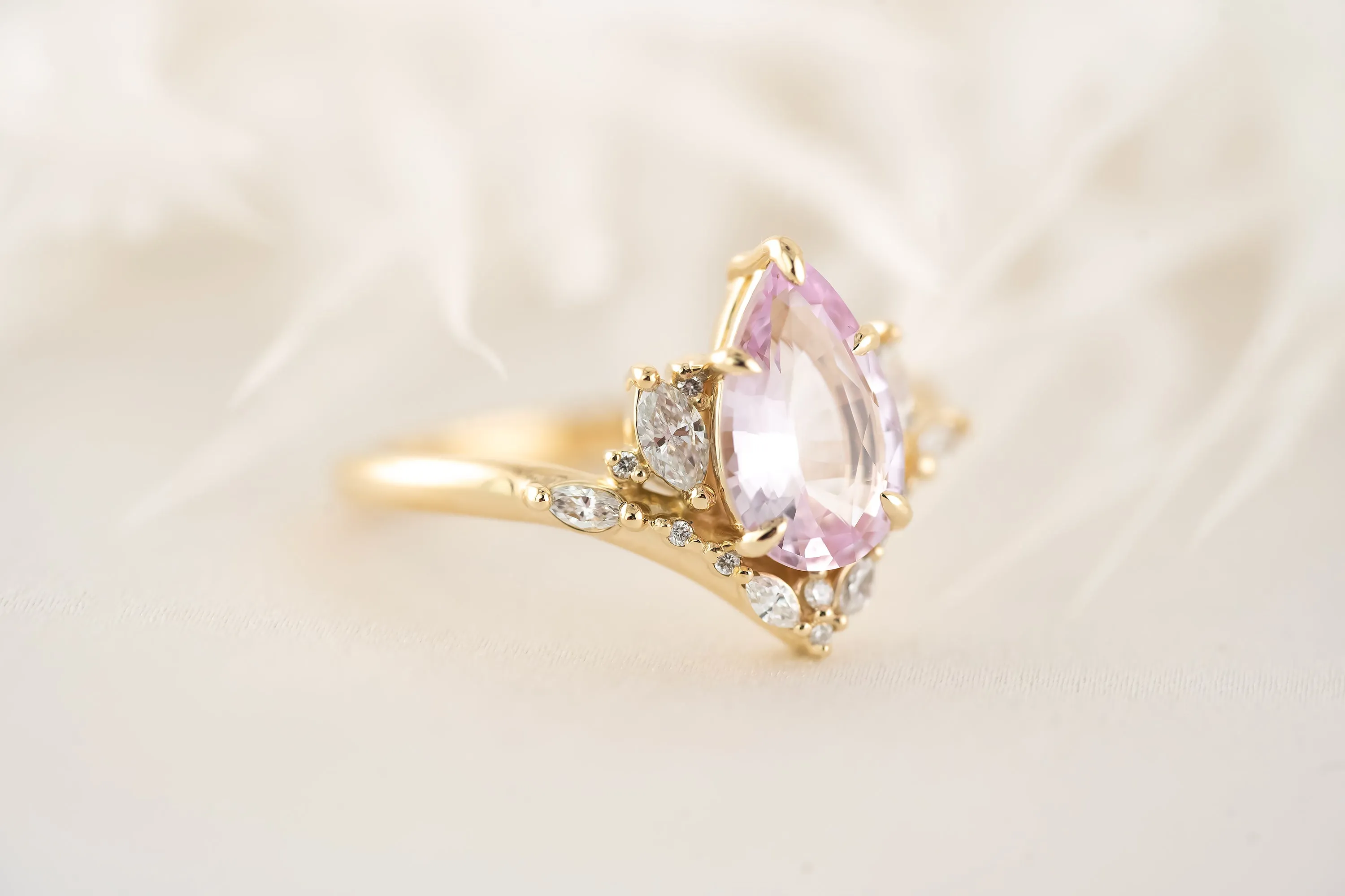 The Aurora Ring - 1.85 Pear Pastel Pink Sapphire