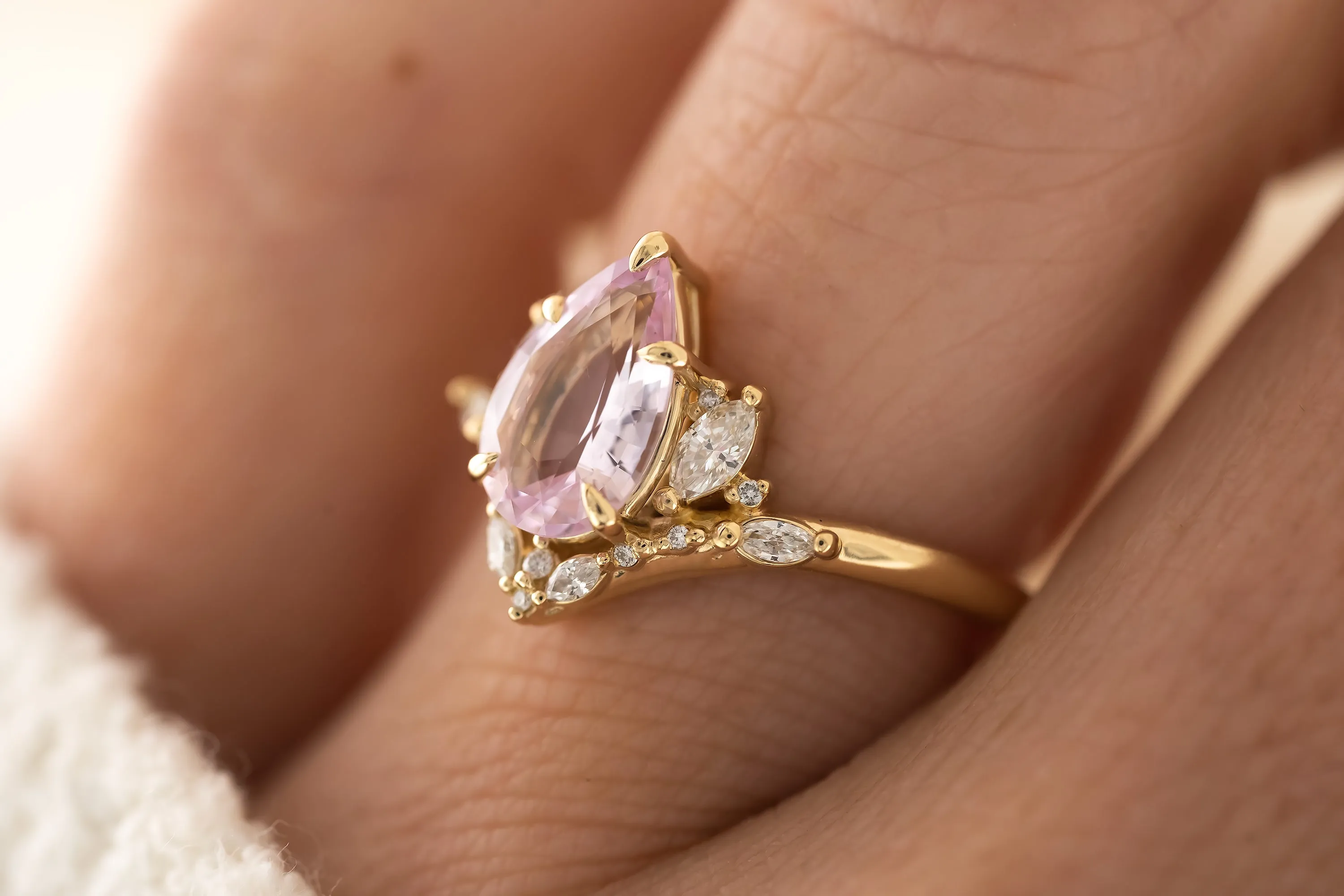The Aurora Ring - 1.85 Pear Pastel Pink Sapphire