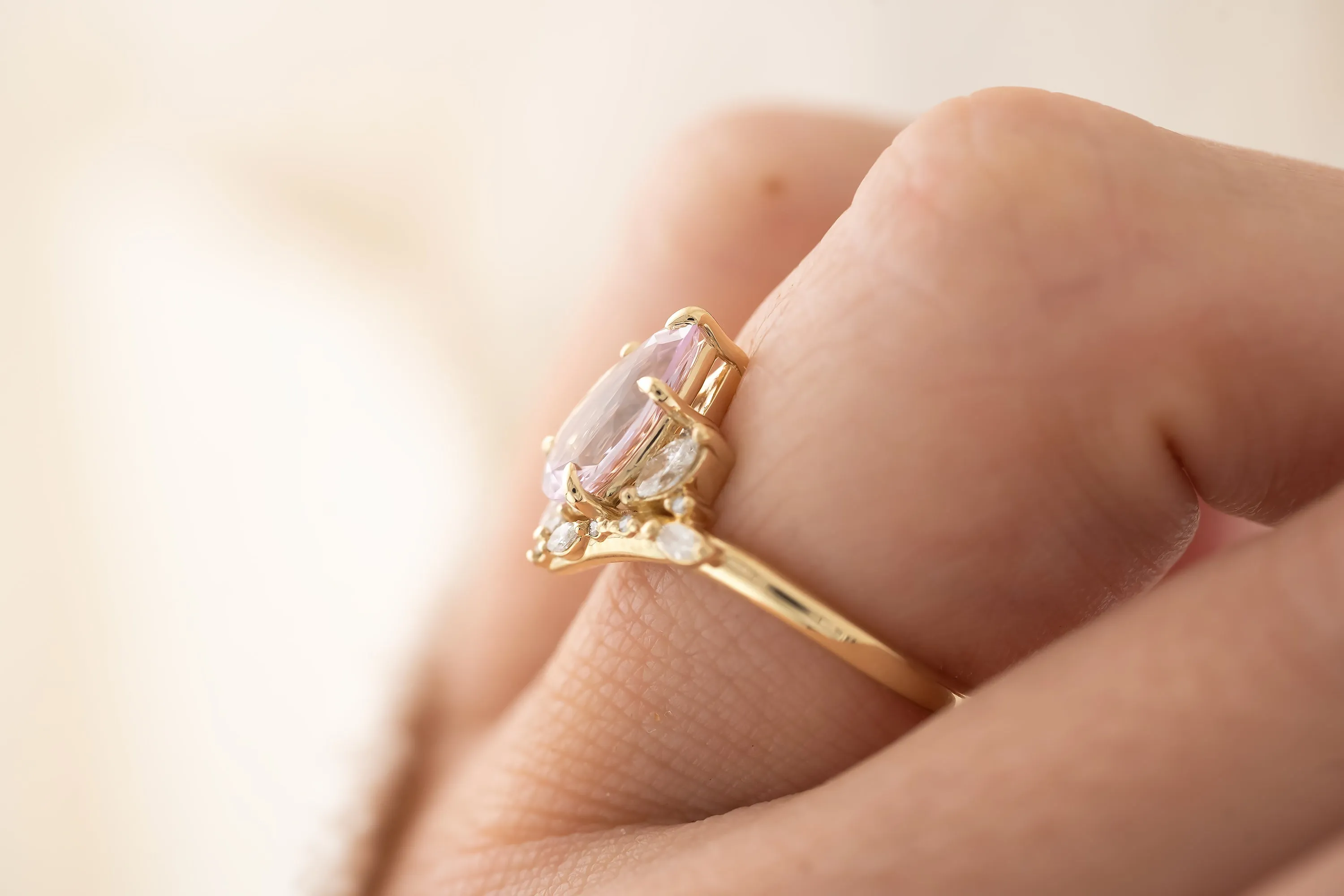 The Aurora Ring - 1.85 Pear Pastel Pink Sapphire