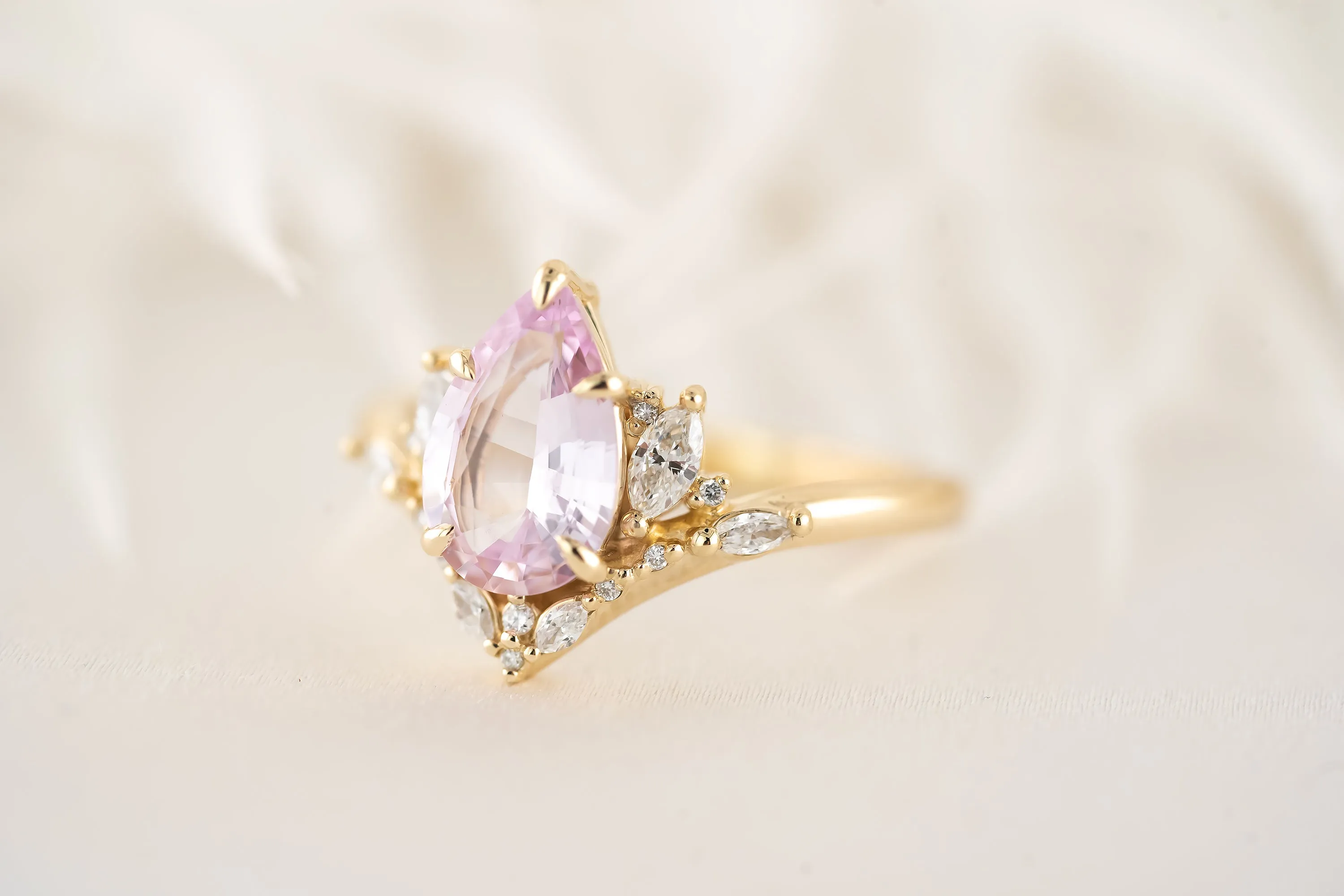 The Aurora Ring - 1.85 Pear Pastel Pink Sapphire