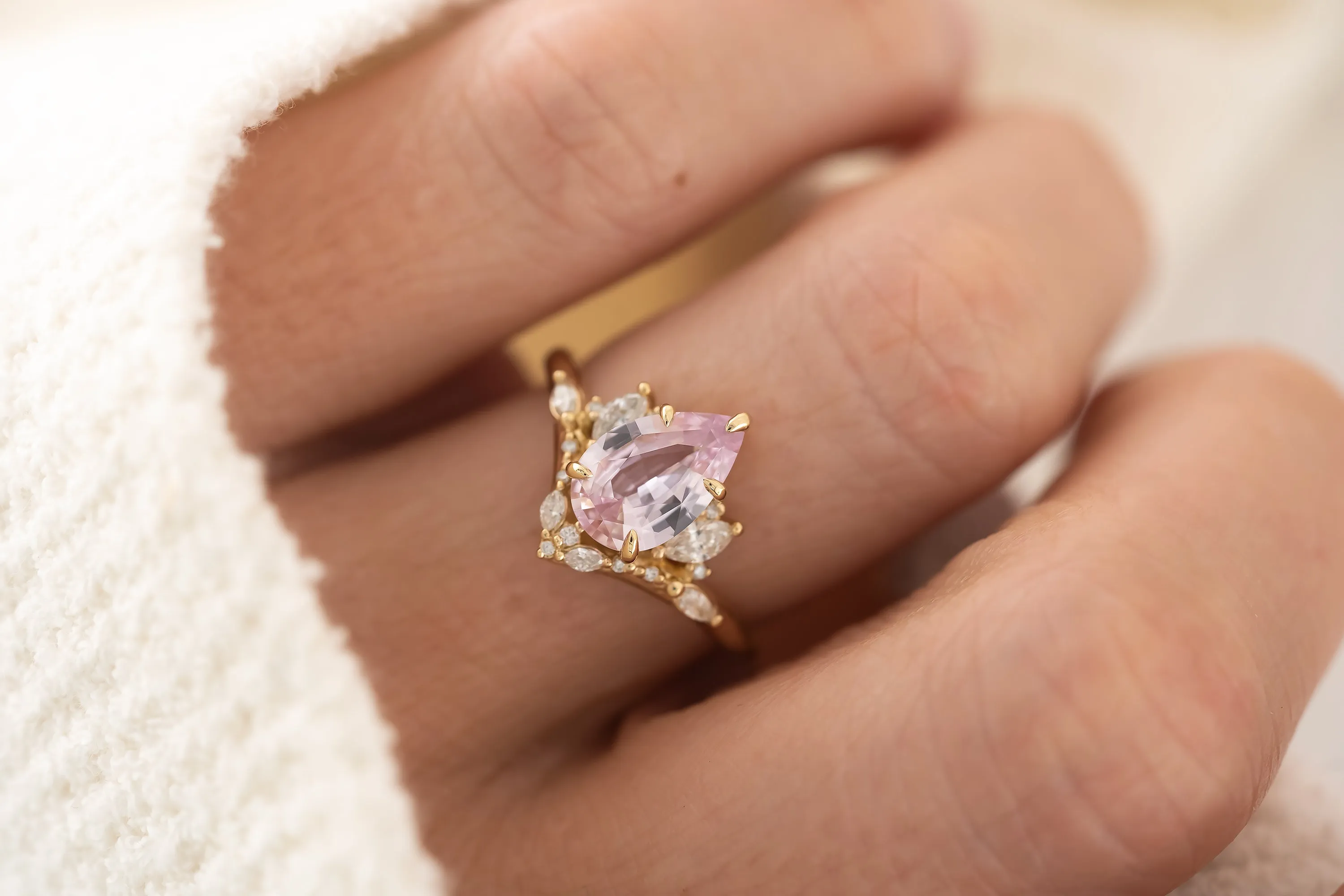 The Aurora Ring - 1.85 Pear Pastel Pink Sapphire