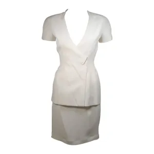 THIERRY MUGLER Couture Ivory Skirt Suit Size 36-38