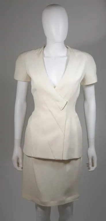 THIERRY MUGLER Couture Ivory Skirt Suit Size 36-38