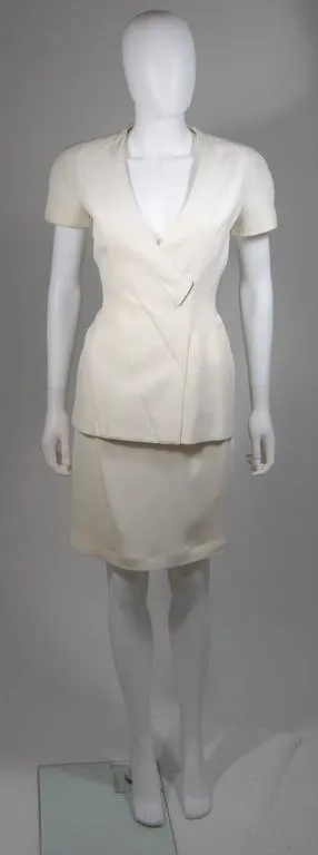 THIERRY MUGLER Couture Ivory Skirt Suit Size 36-38