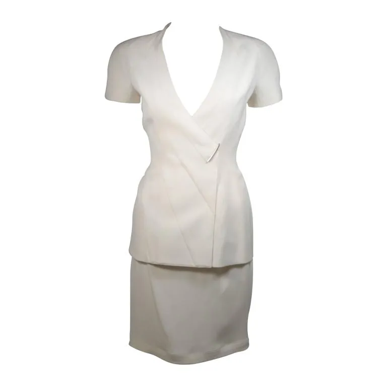 THIERRY MUGLER Couture Ivory Skirt Suit Size 36-38