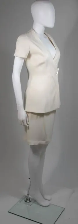 THIERRY MUGLER Couture Ivory Skirt Suit Size 36-38