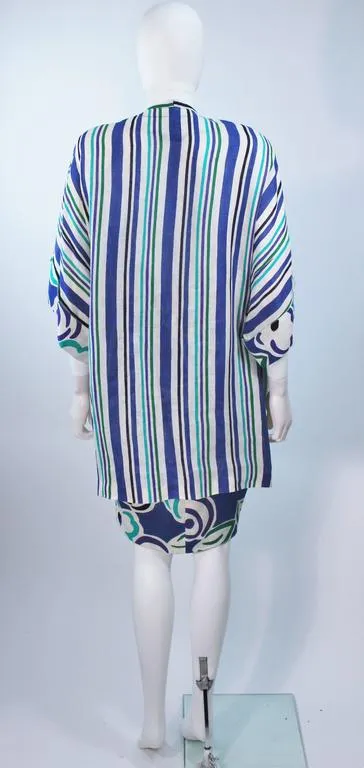 TORRENTE White Green Linen Halter Top and Coat Set Size 6-8