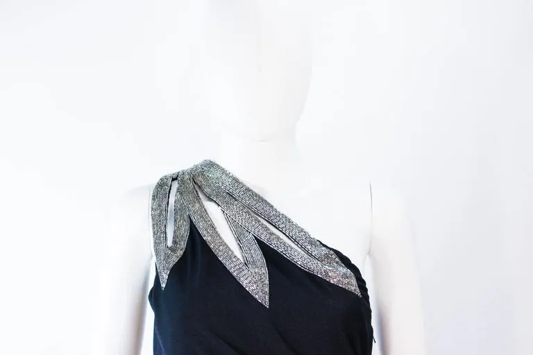 TRAVILLA 1970s Black Draped Jersey Gown Size 8-10
