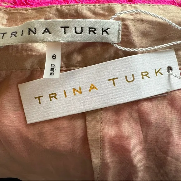 Trina Turk Bretta Pink‎ Lace Skirt Sz 6