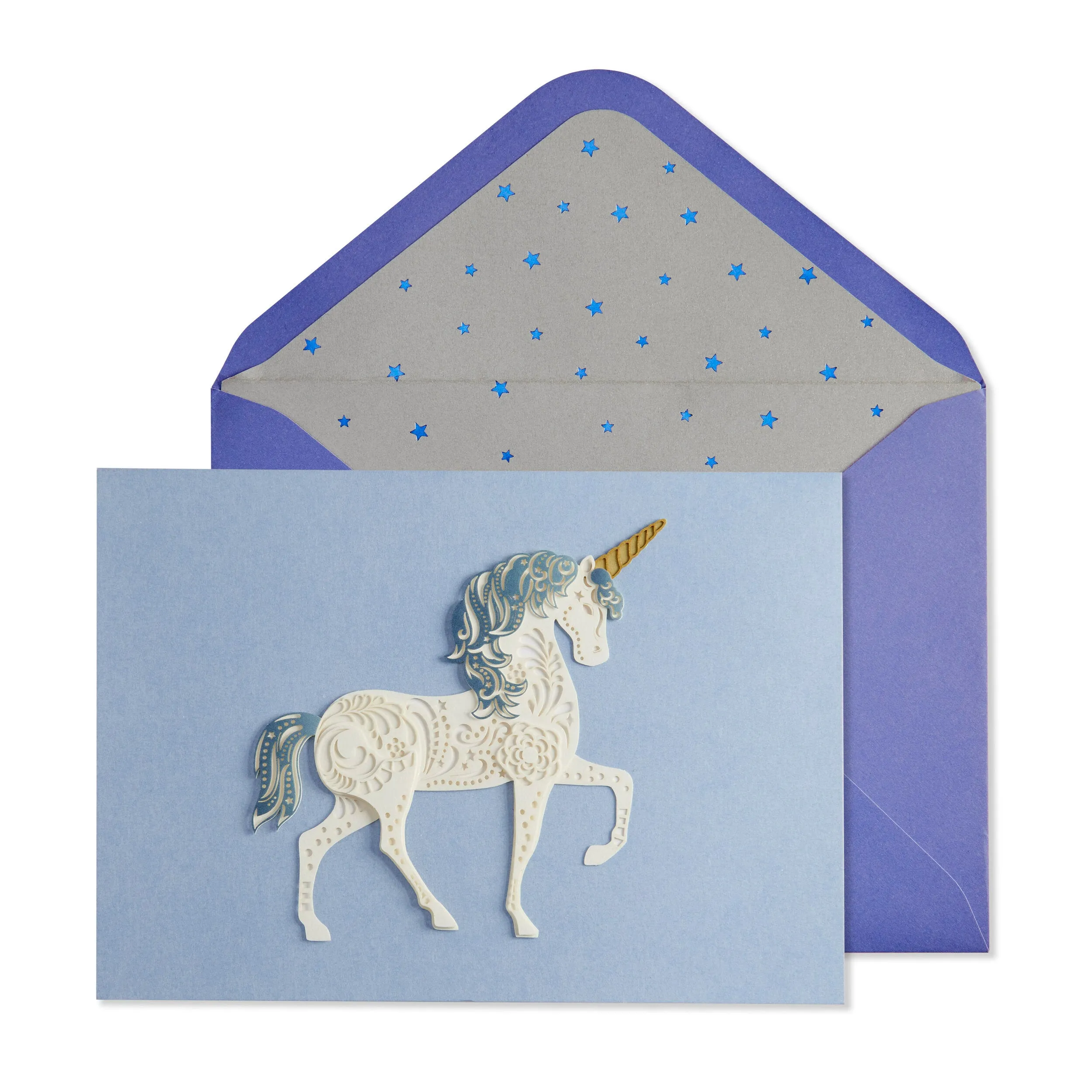 Unicorn White Birthday Card