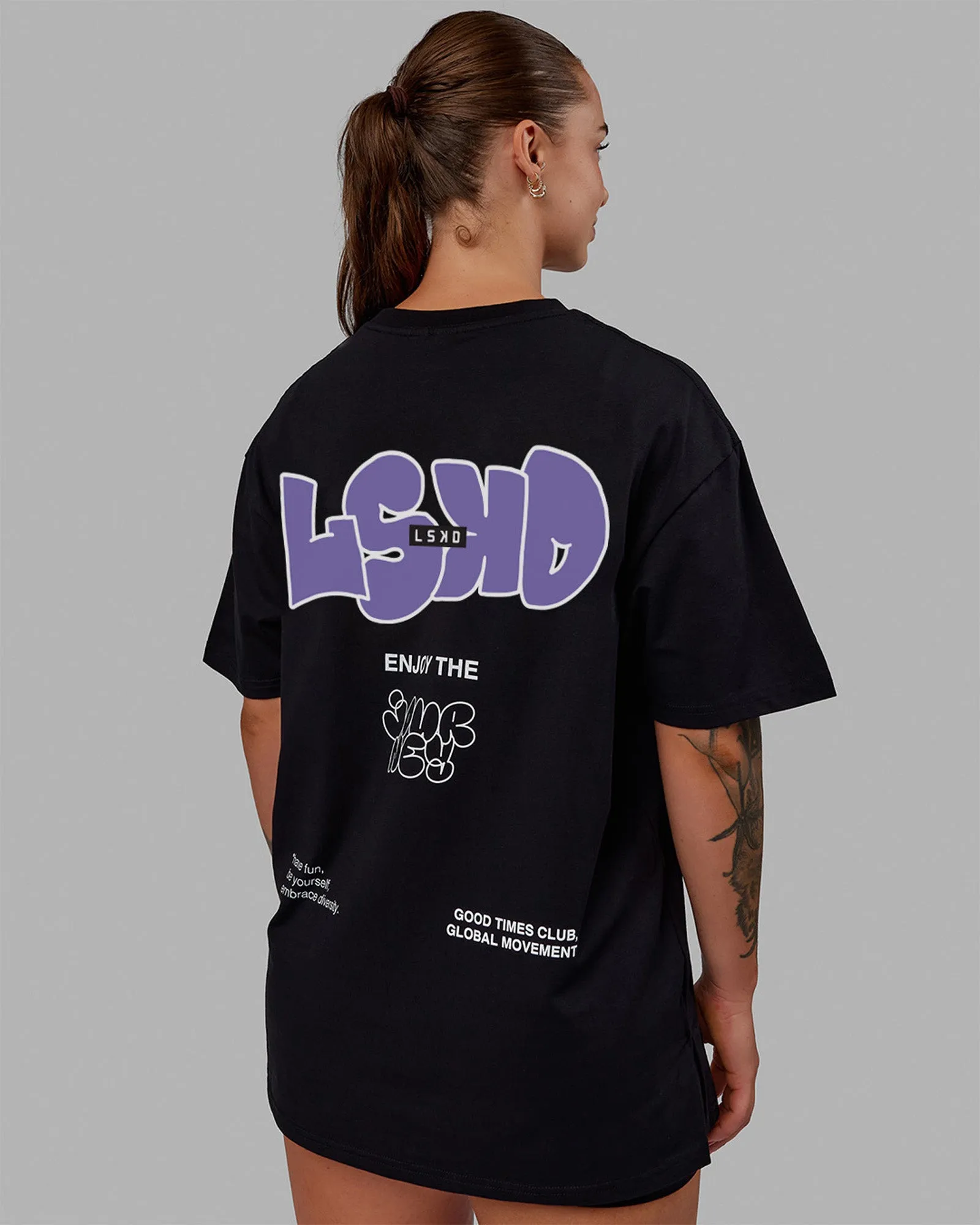 Unisex Journey FLXCotton Tee - Black-Dahlia Purple