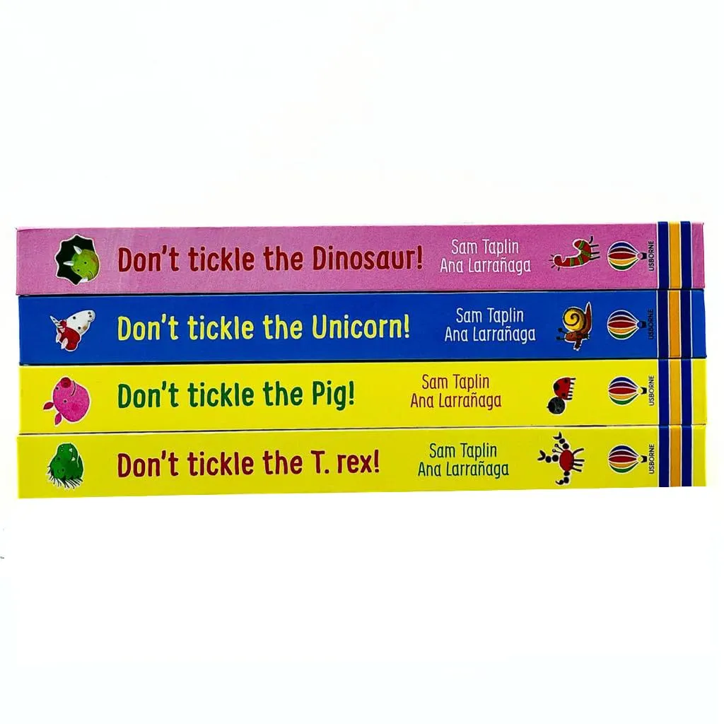 Usborne Don't Tickle Collection 4 Books Set (Touchy-Feely Sound Books) Unicorn, T-Rex, Dinosaur, Pig )