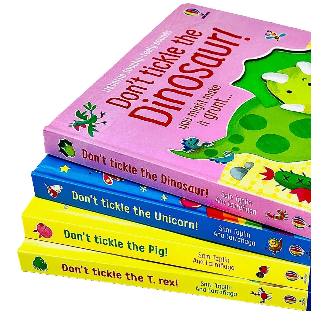 Usborne Don't Tickle Collection 4 Books Set (Touchy-Feely Sound Books) Unicorn, T-Rex, Dinosaur, Pig )