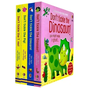 Usborne Don't Tickle Collection 4 Books Set (Touchy-Feely Sound Books) Unicorn, T-Rex, Dinosaur, Pig )