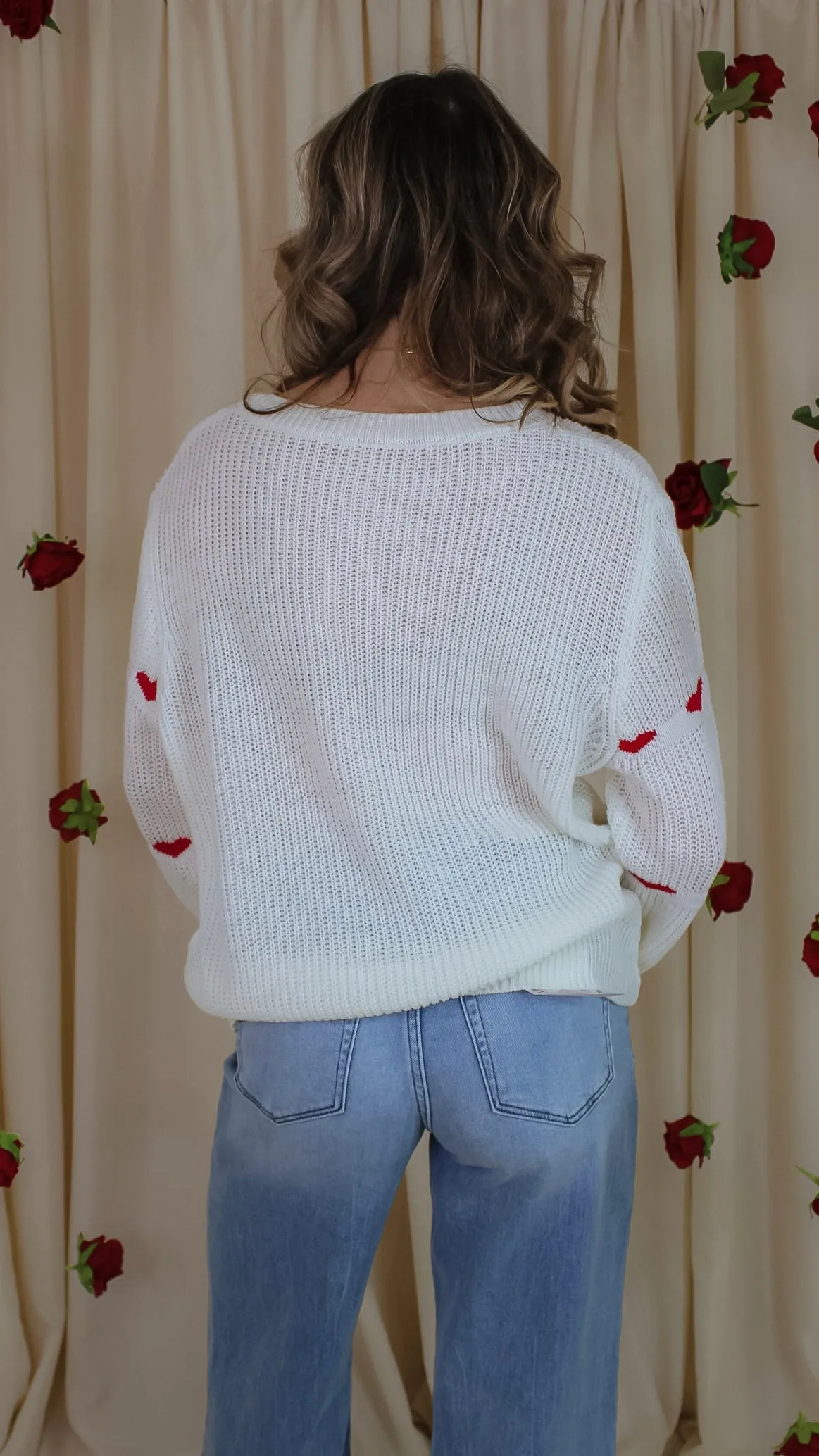Valentine's Day Striped Heart Pattern Sweater
