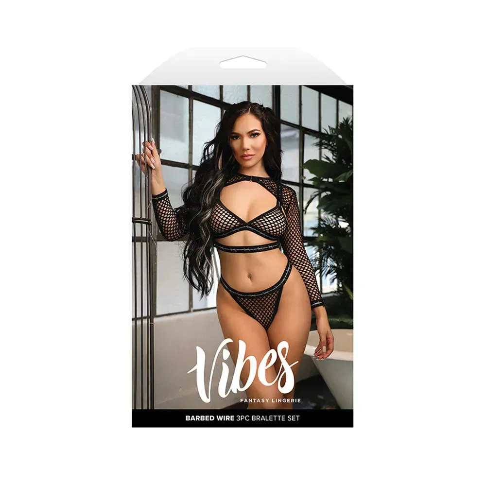 VIBES BARBED WIRE 3 Piece Bralette Set - M/L
