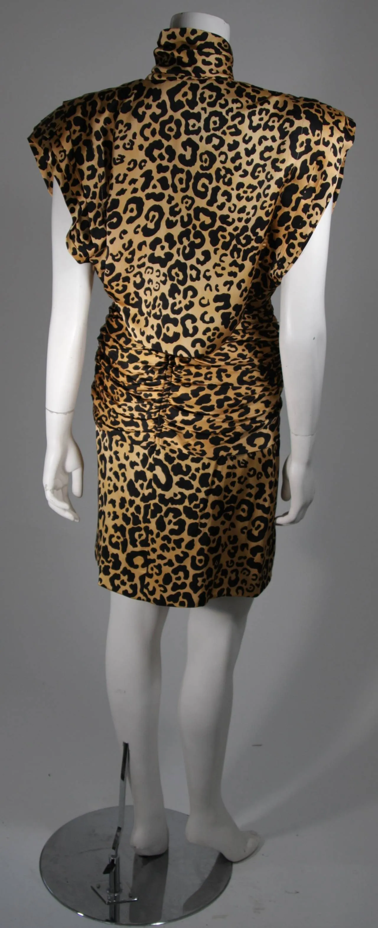 VICKY TIEL Silk Animal Print Bustier Dress with Capelet Size Small
