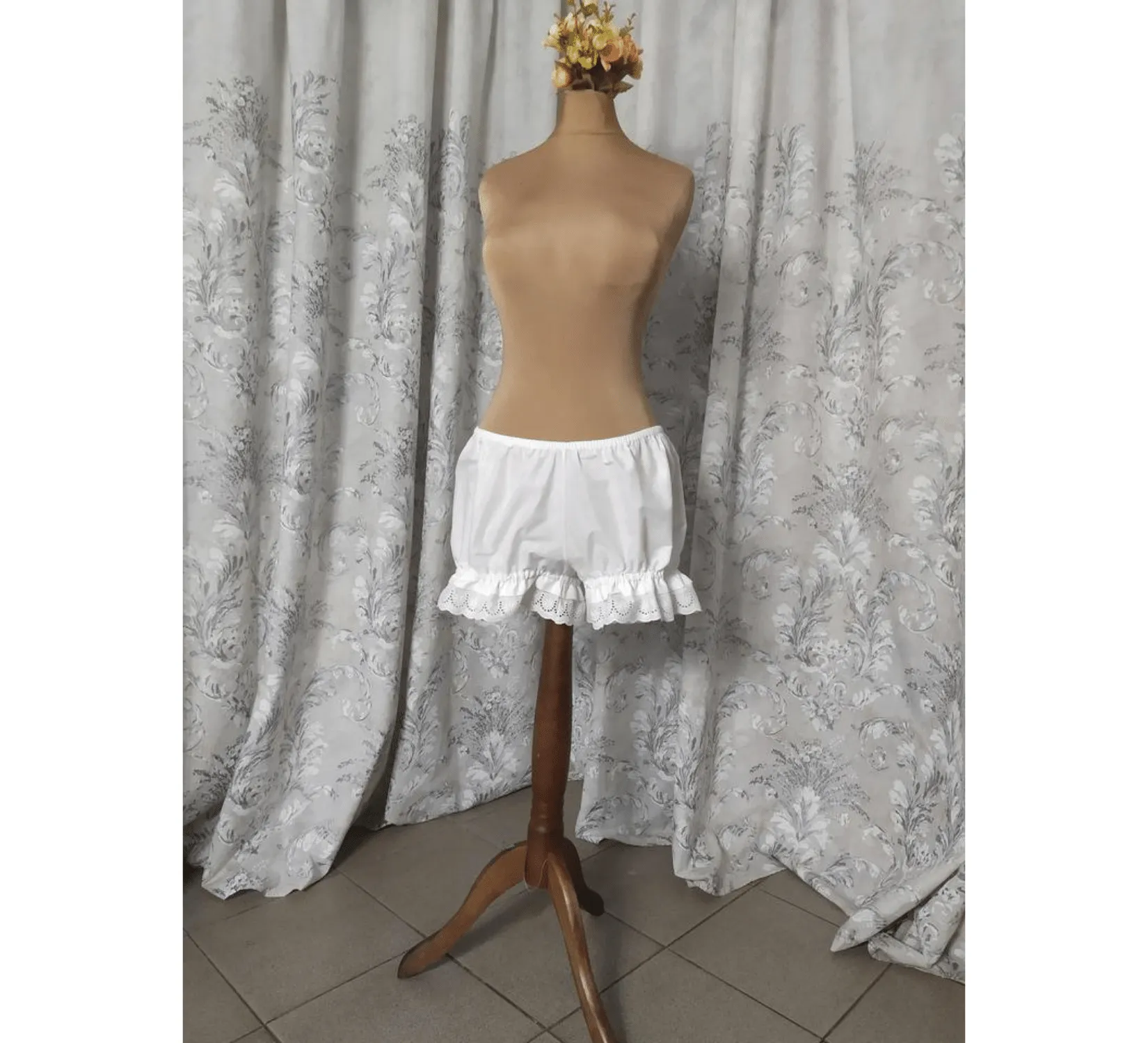 Victorian batiste chemise and bloomers