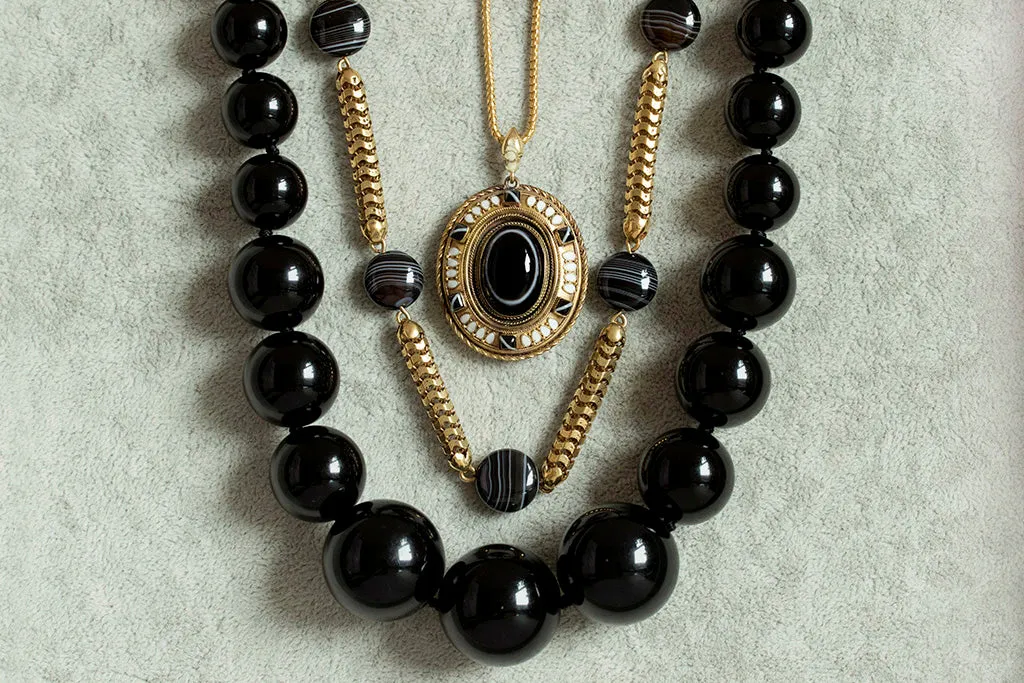 Victorian Whitby Jet Bead Necklace