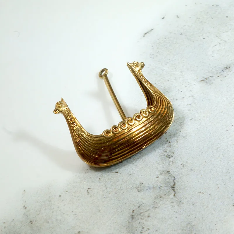Viking Longship Charm with Double Dragonheads