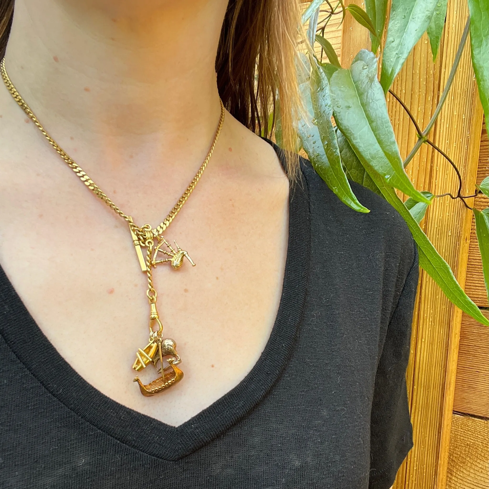 Viking Longship Charm with Double Dragonheads