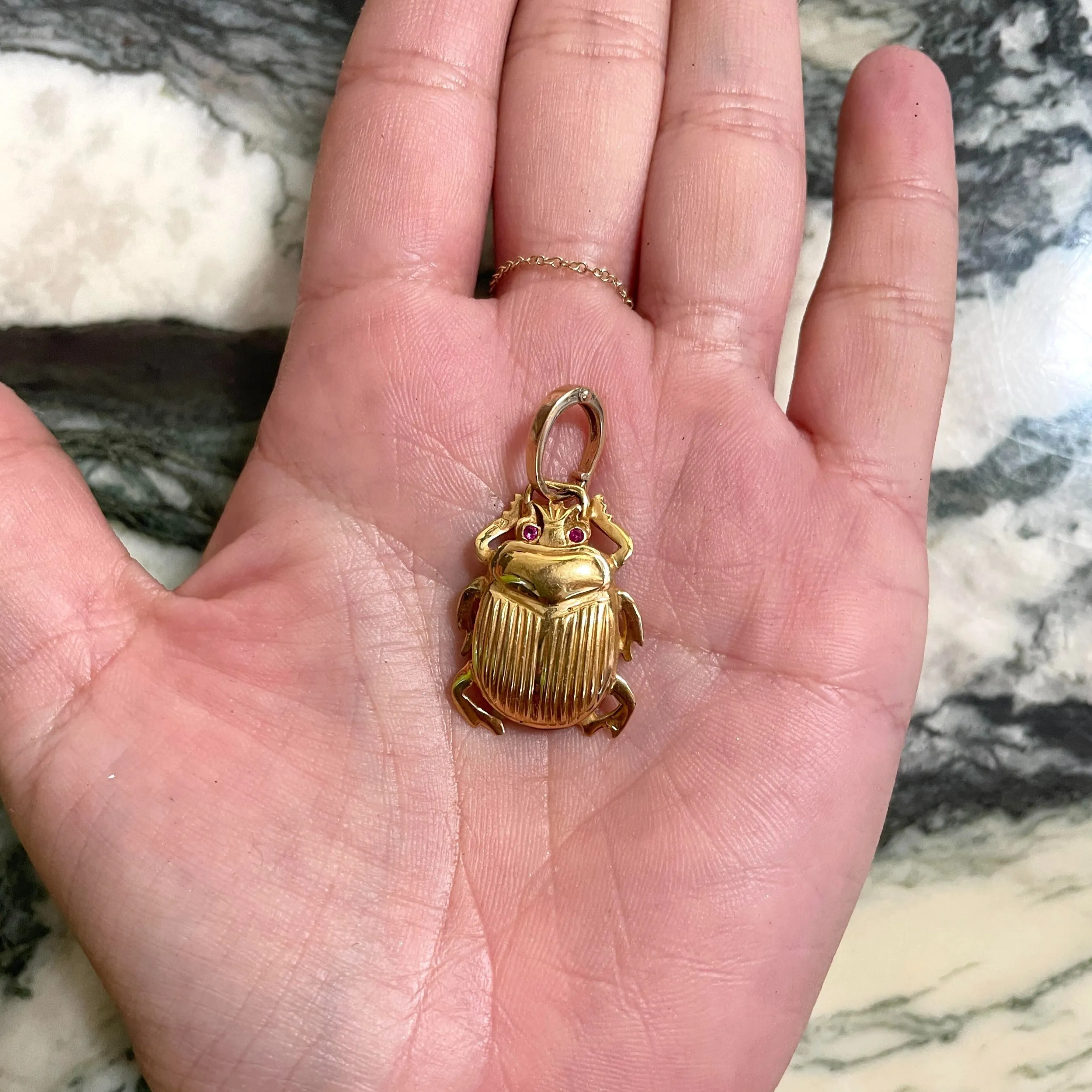 Vintage 14k Scarab Beetle Charm