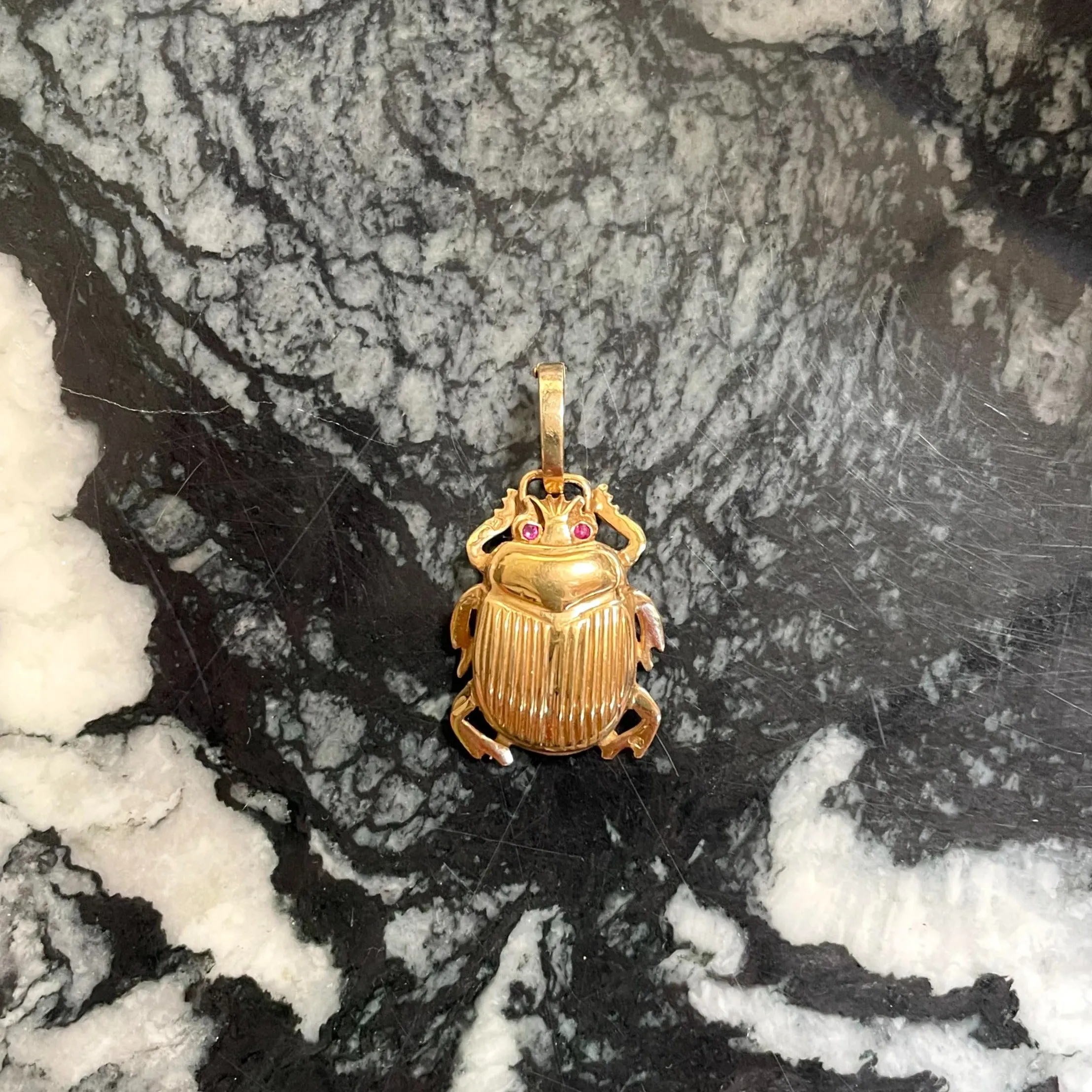 Vintage 14k Scarab Beetle Charm
