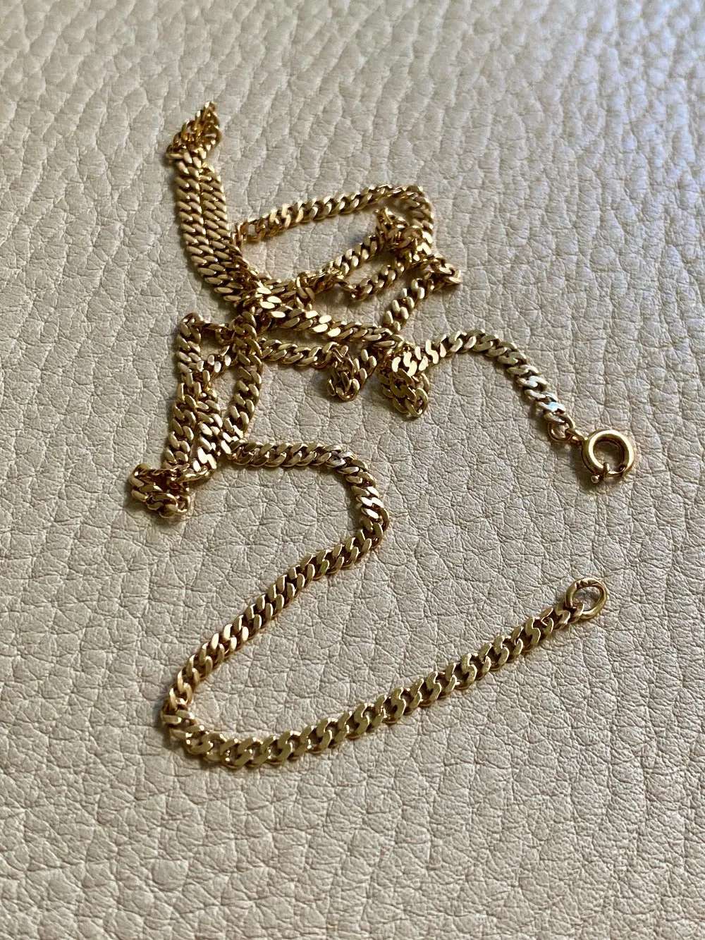 Vintage 18k gold pressed curb link necklace - 17.7 inch length