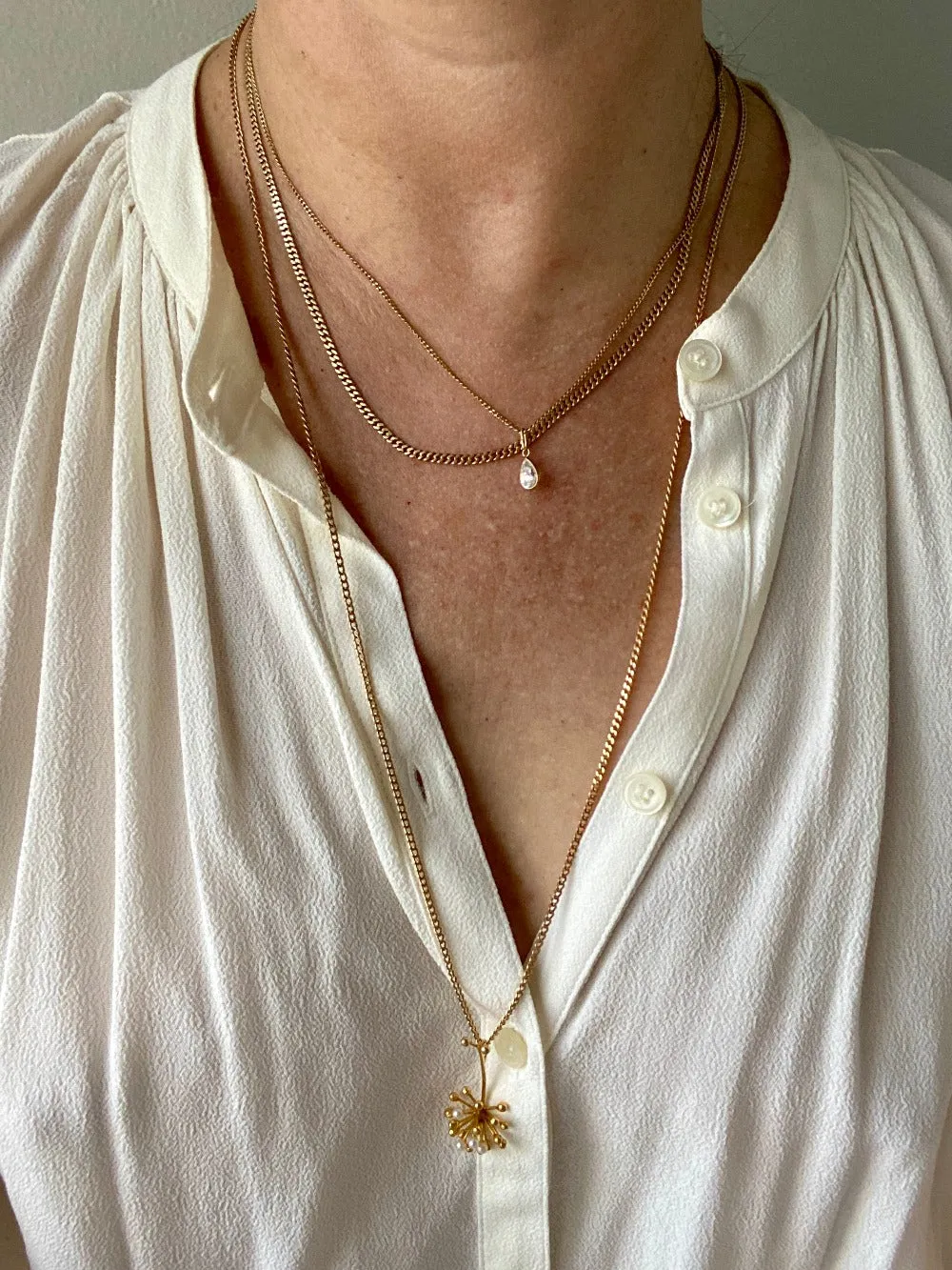 Vintage 18k gold pressed curb link necklace - 17.7 inch length