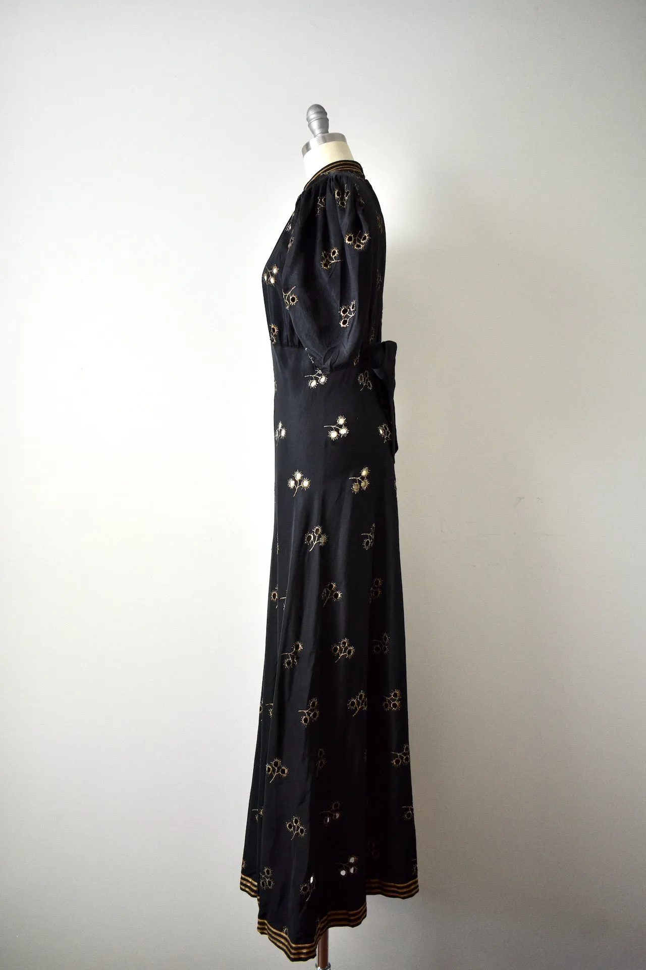 Vintage 1930s Black Eyelet Dress