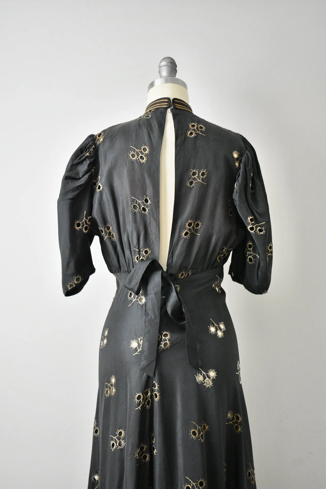 Vintage 1930s Black Eyelet Dress